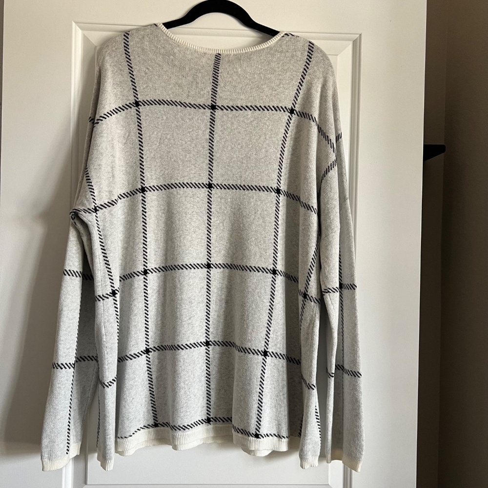 Apt. 9 Cream Plaid Scoop Neck Sweater - Picture 2 of 6